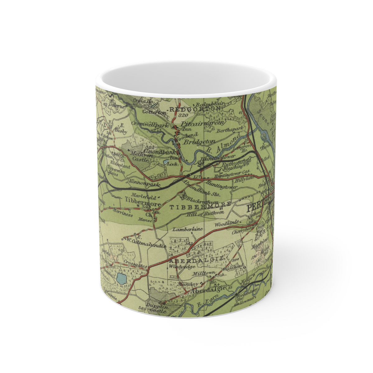 Perth historic map mug, Bartholomew Half-Inch, 1903 — product view 2