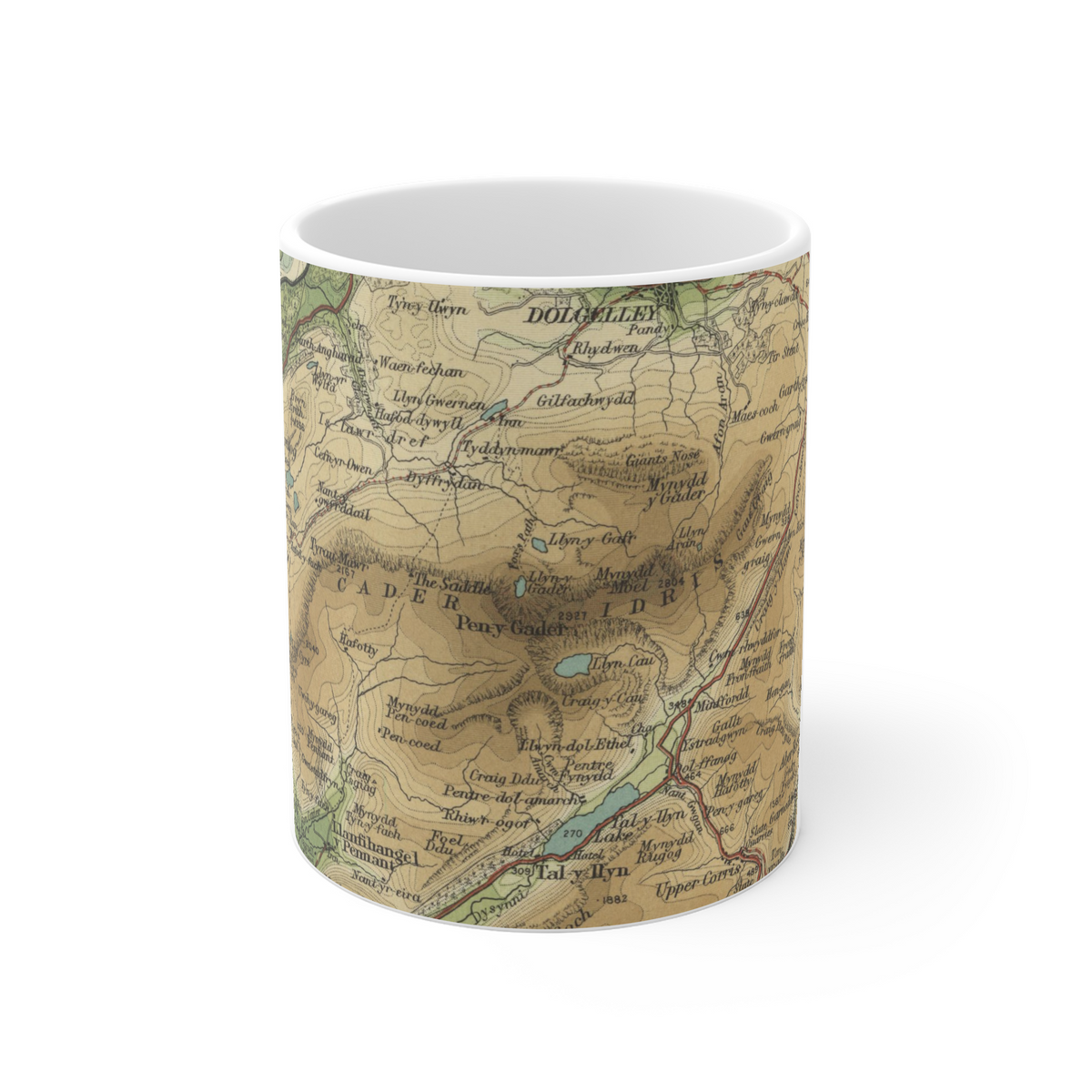 Cader Idris historic map mug, Bartholomew Half-Inch, 1905 — product view 2