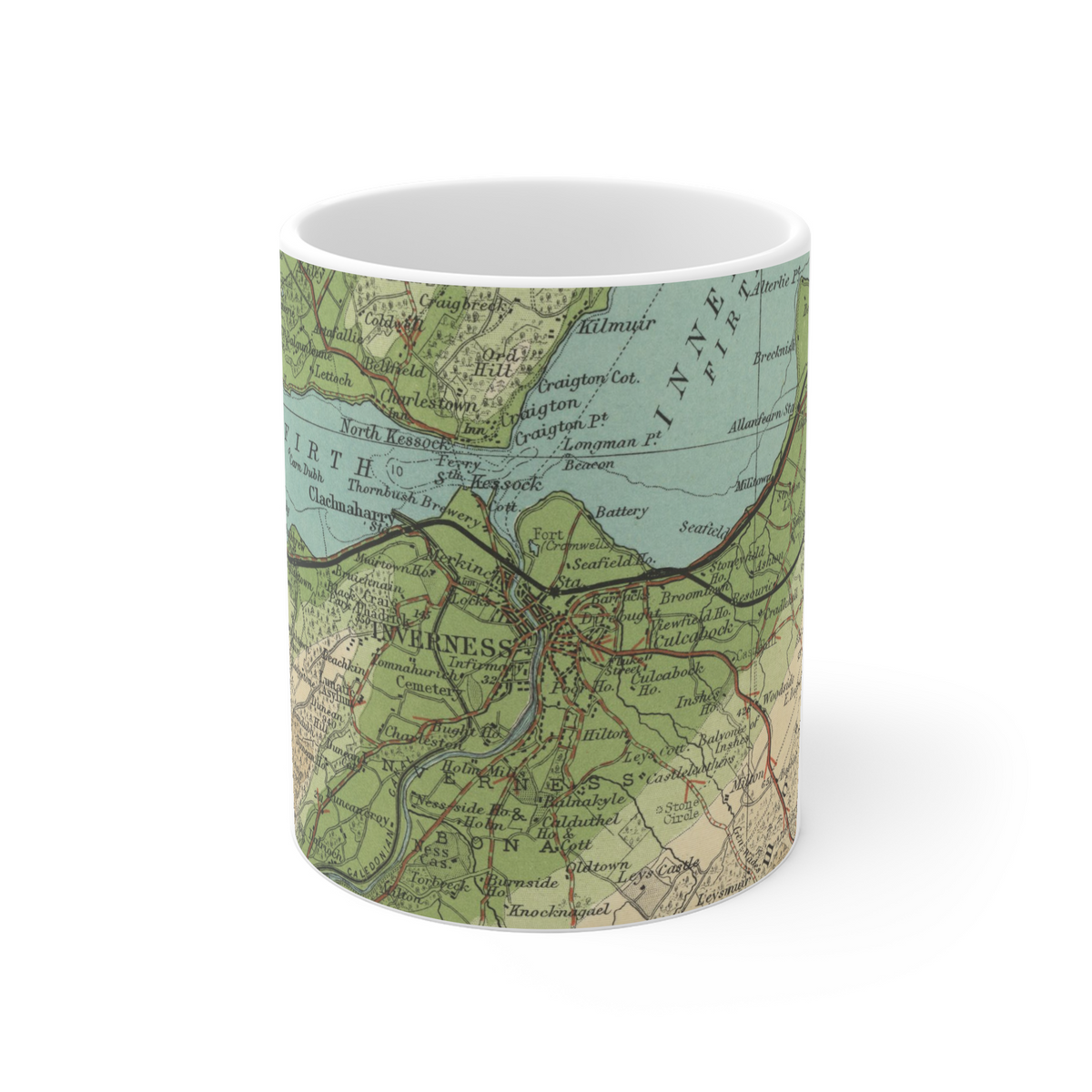 Inverness historic map mug, Bartholomew Half-Inch, 1903 — product view 2