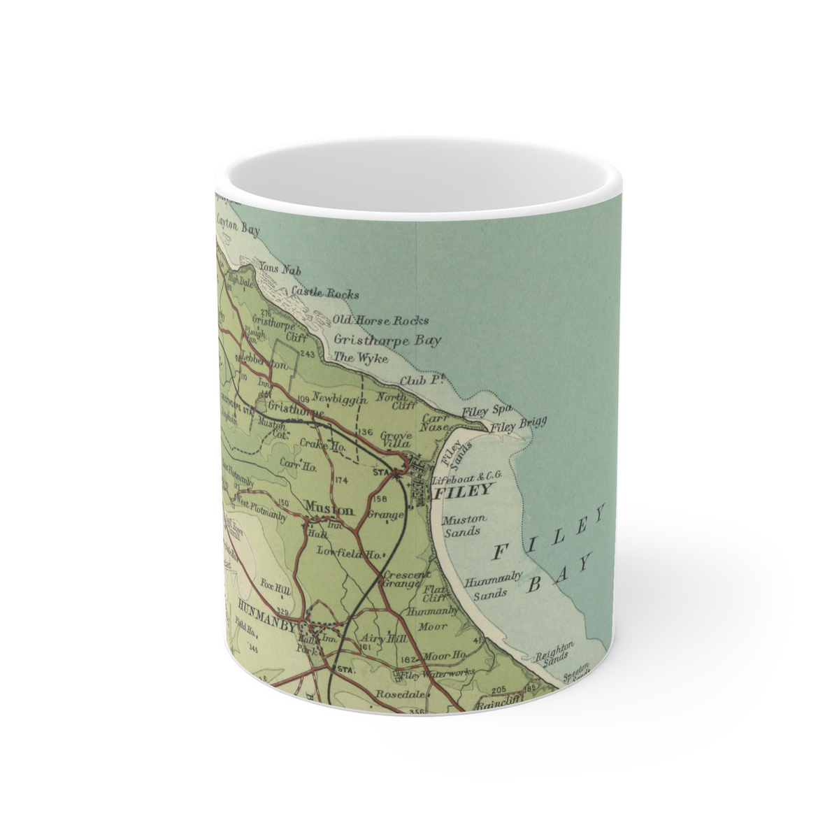 Filey historic map mug, Bartholomew Half-Inch, 1903 — product view 2