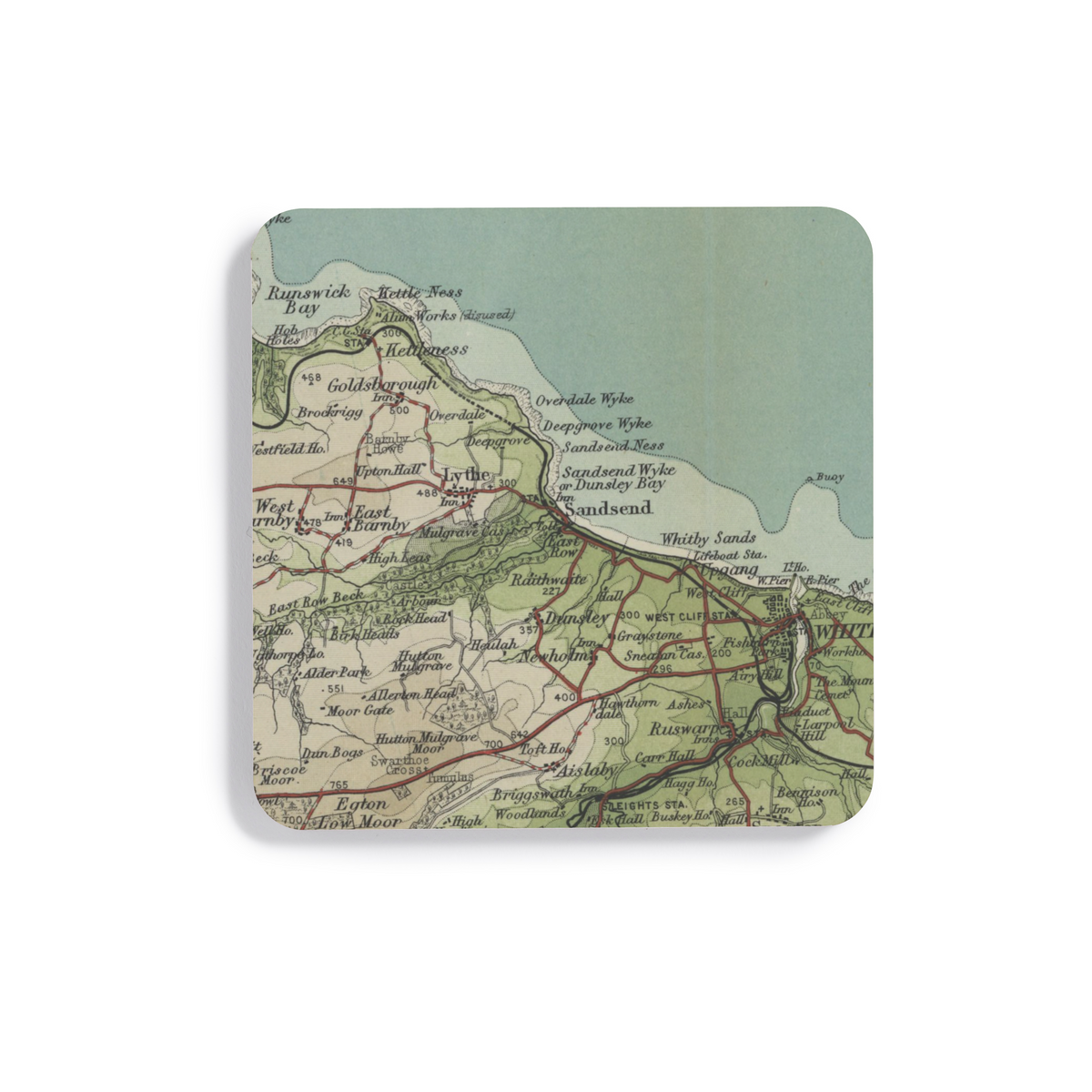 Sandsend historic map coaster, Bartholomew Half-Inch, 1903 — product view 2