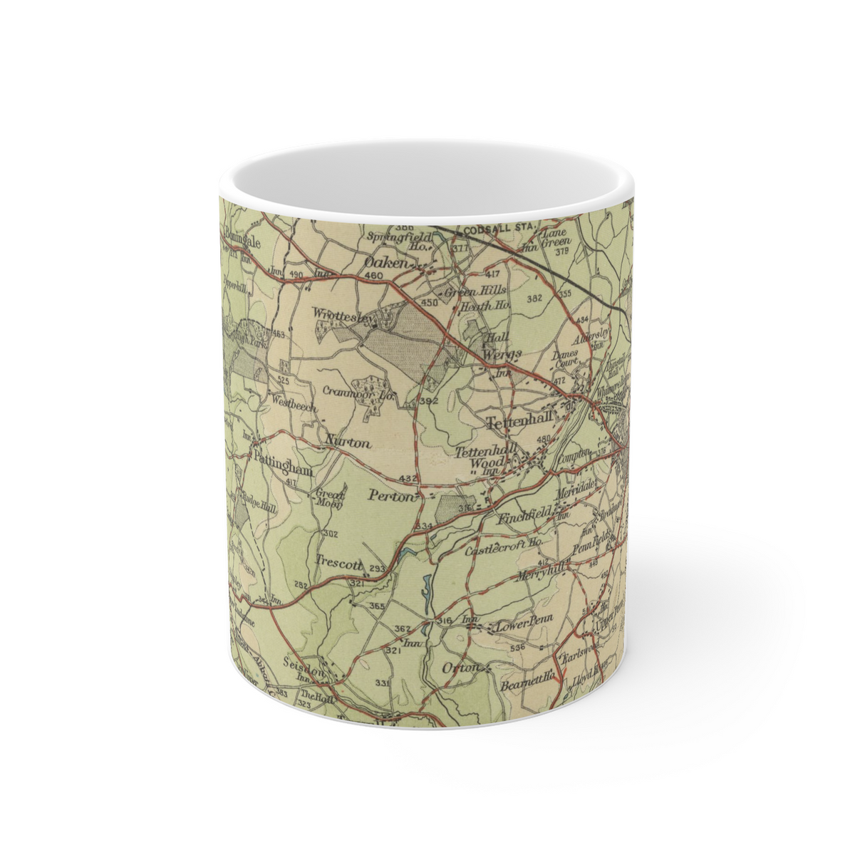 Wolverhampton historic map mug, Bartholomew Half-Inch, 1903 — product view 2