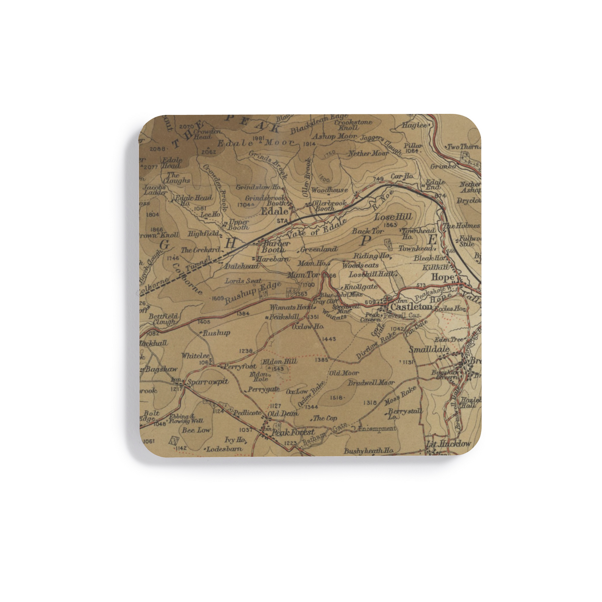 Mam Tor historic map coaster, Bartholomew Half-Inch, 1904 — product view 2