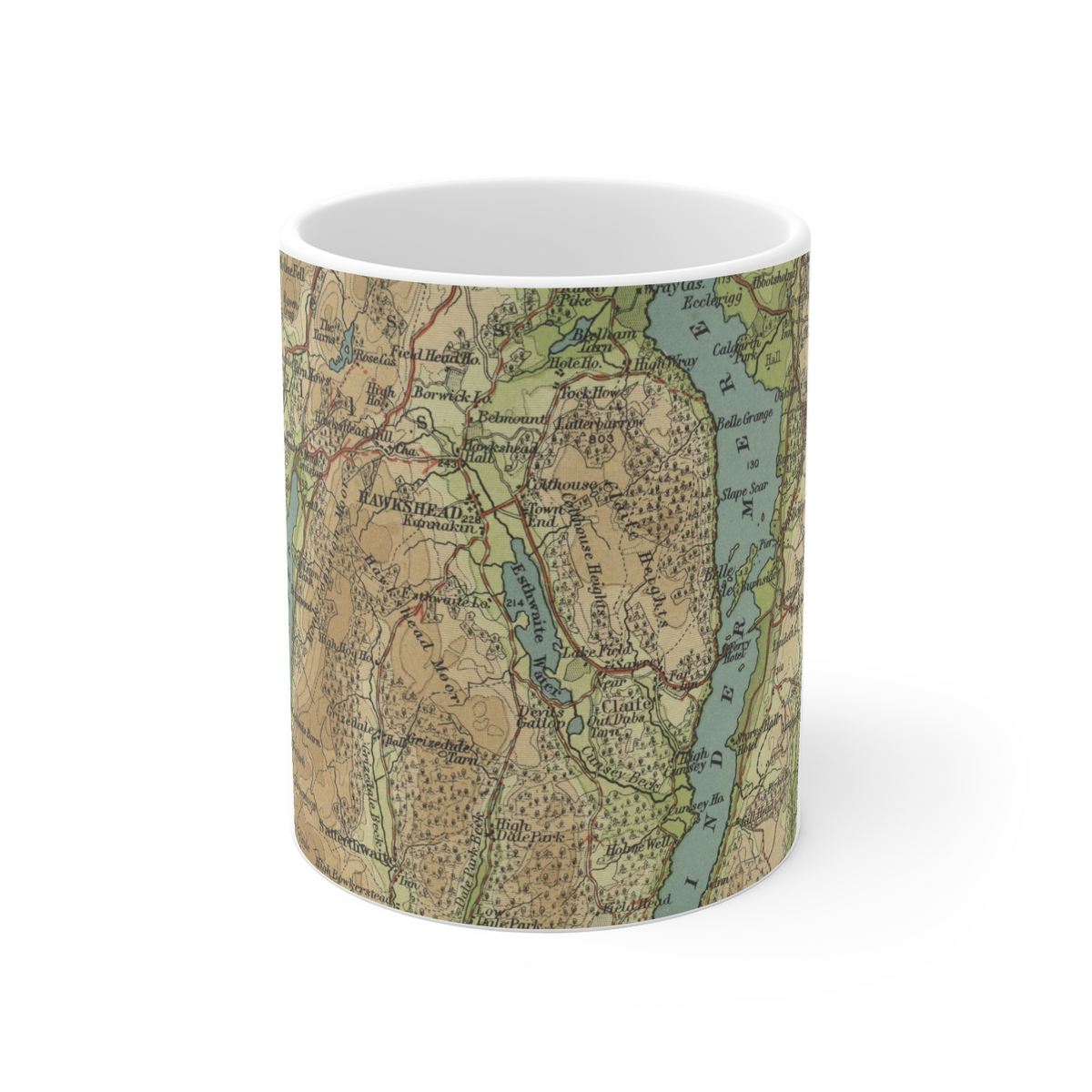 Esthwaite Water historic map mug, Bartholomew Half-Inch, 1903 — product view 2