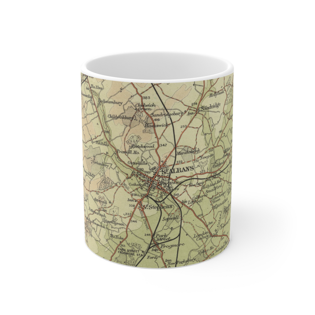 St Albans historic map mug, Bartholomew Half-Inch, 1903 — product view 2