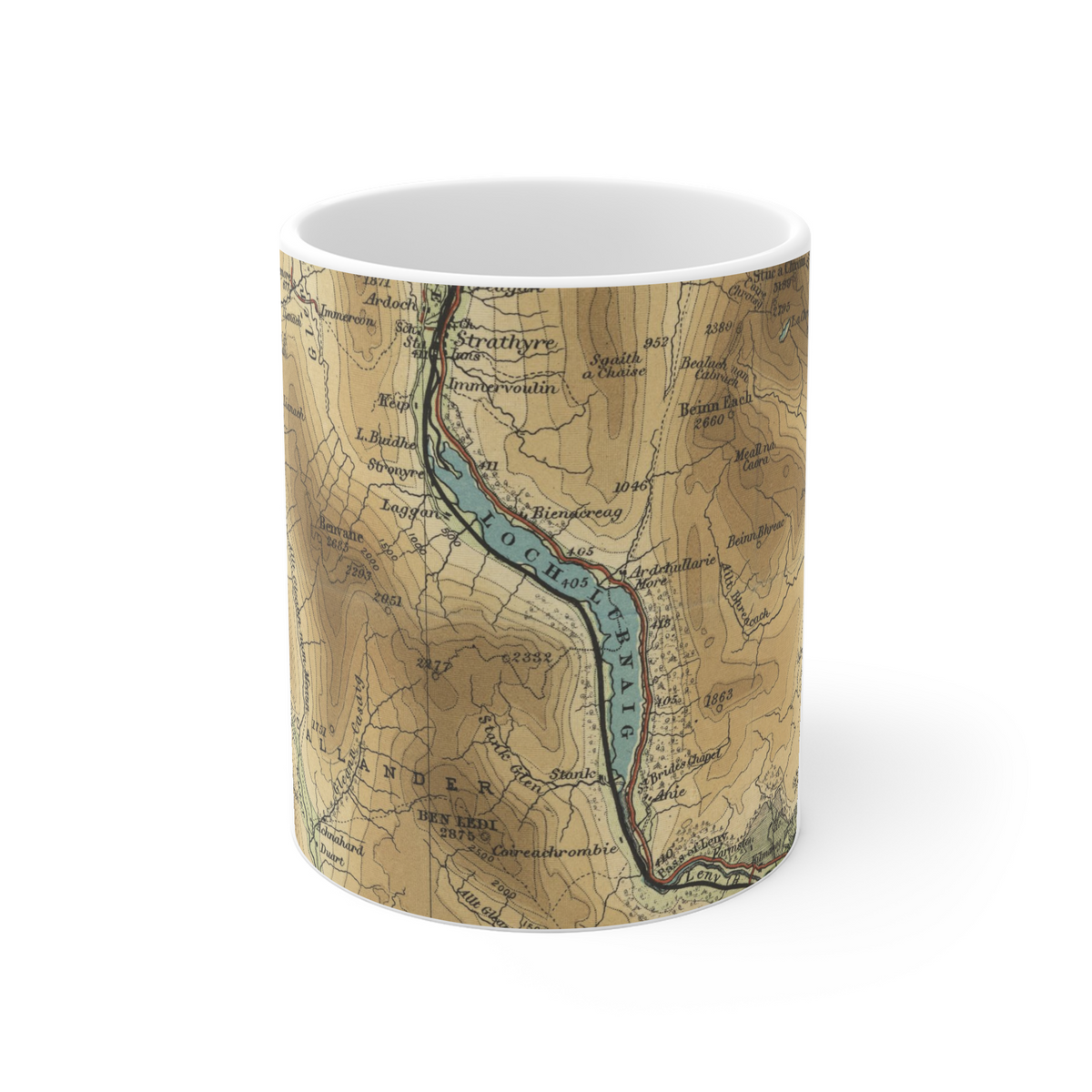 Loch Lubnaig historic map mug, Bartholomew Half-Inch, 1903 — product view 2