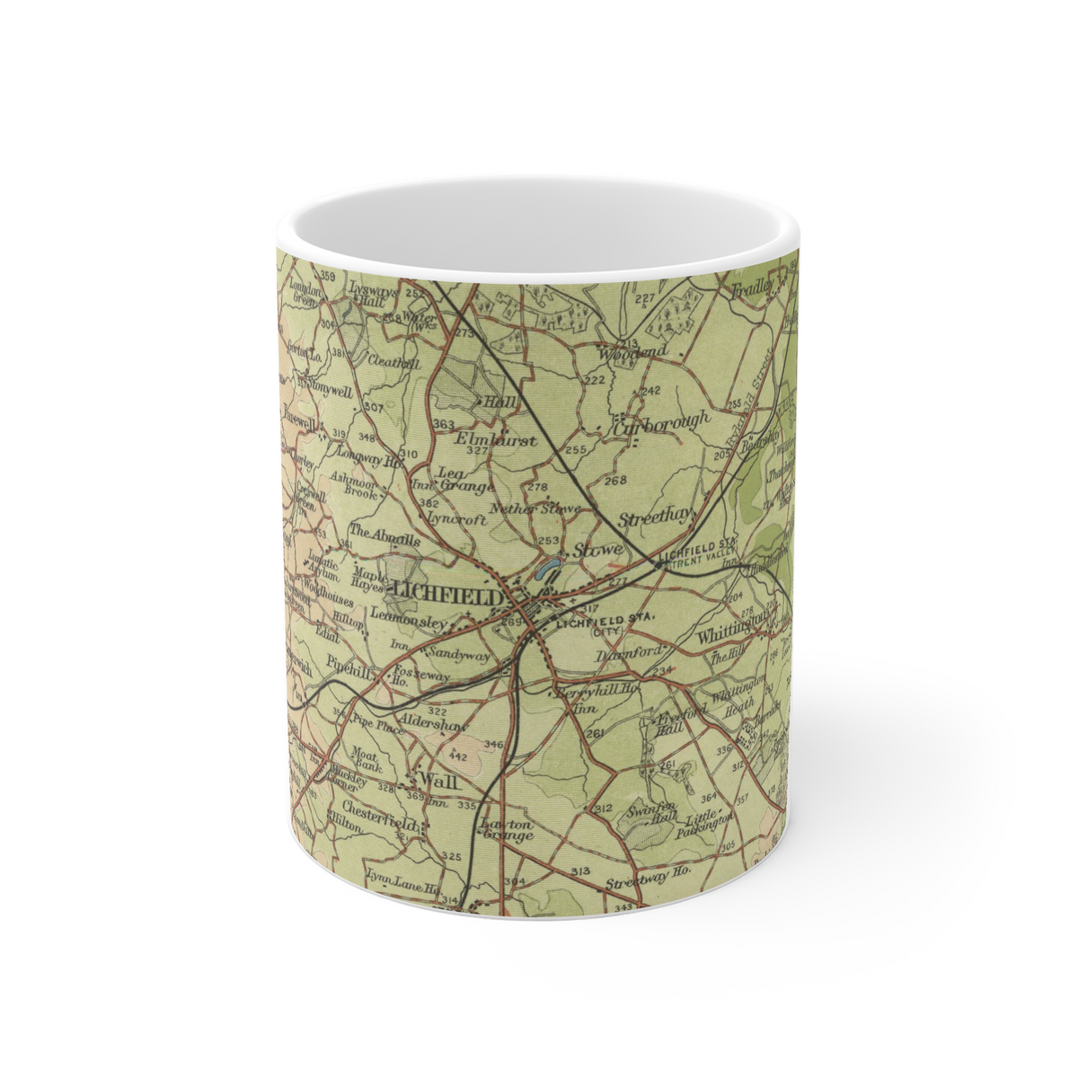 Lichfield historic map mug, Bartholomew Half-Inch, 1903 — product view 2