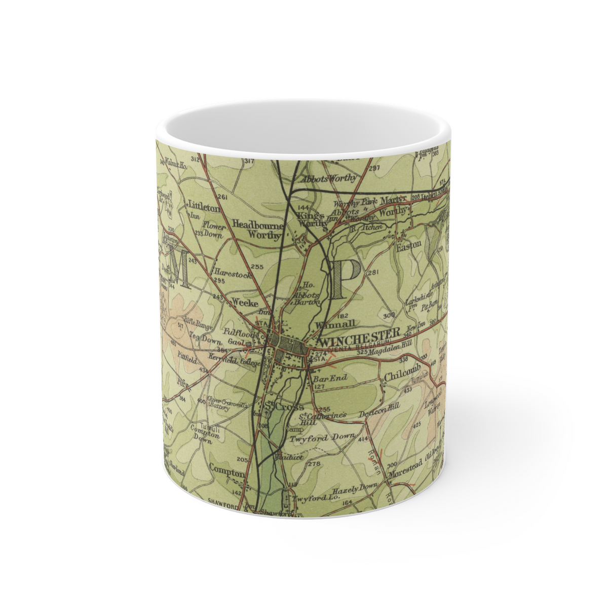 Winchester historic map mug, Bartholomew Half-Inch, 1902 — product view 2