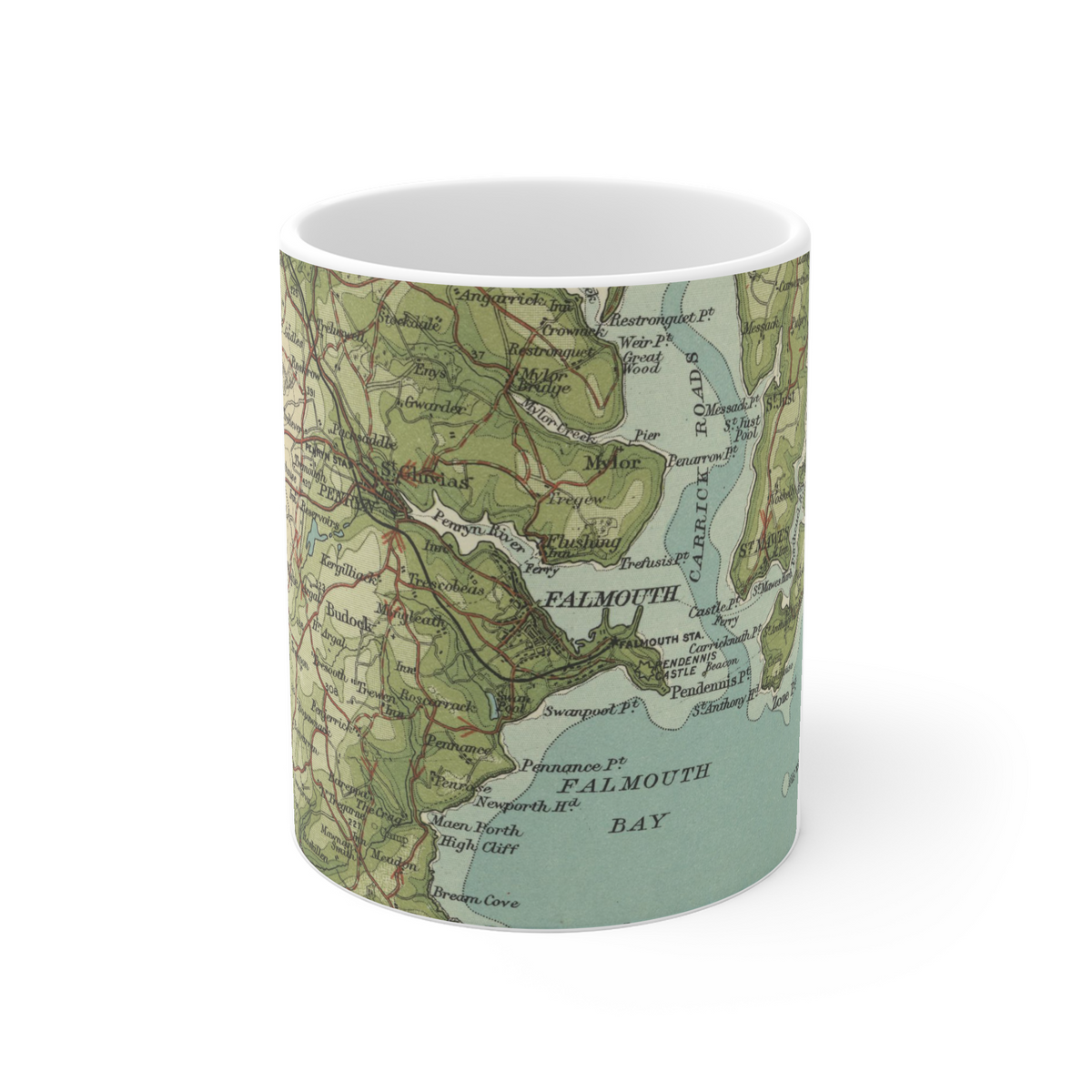 Falmouth historic map mug, Bartholomew Half-Inch, 1903 — product view 2