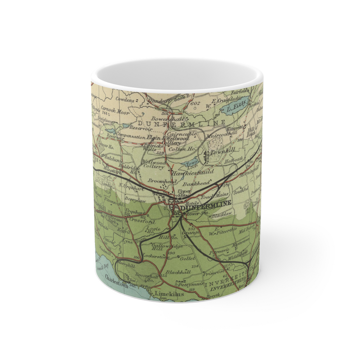 Dunfermline historic map mug, Bartholomew Half-Inch, 1903 — product view 2