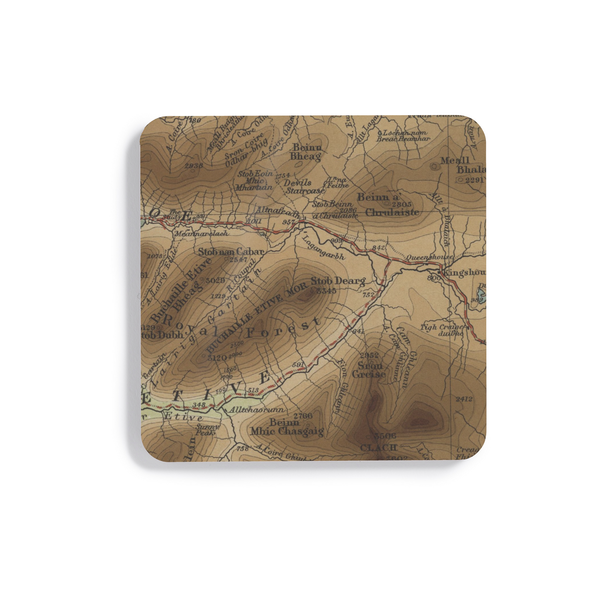 Buachaille Etive Mòr historic map coaster, Bartholomew Half-Inch, 1903 — product view 2