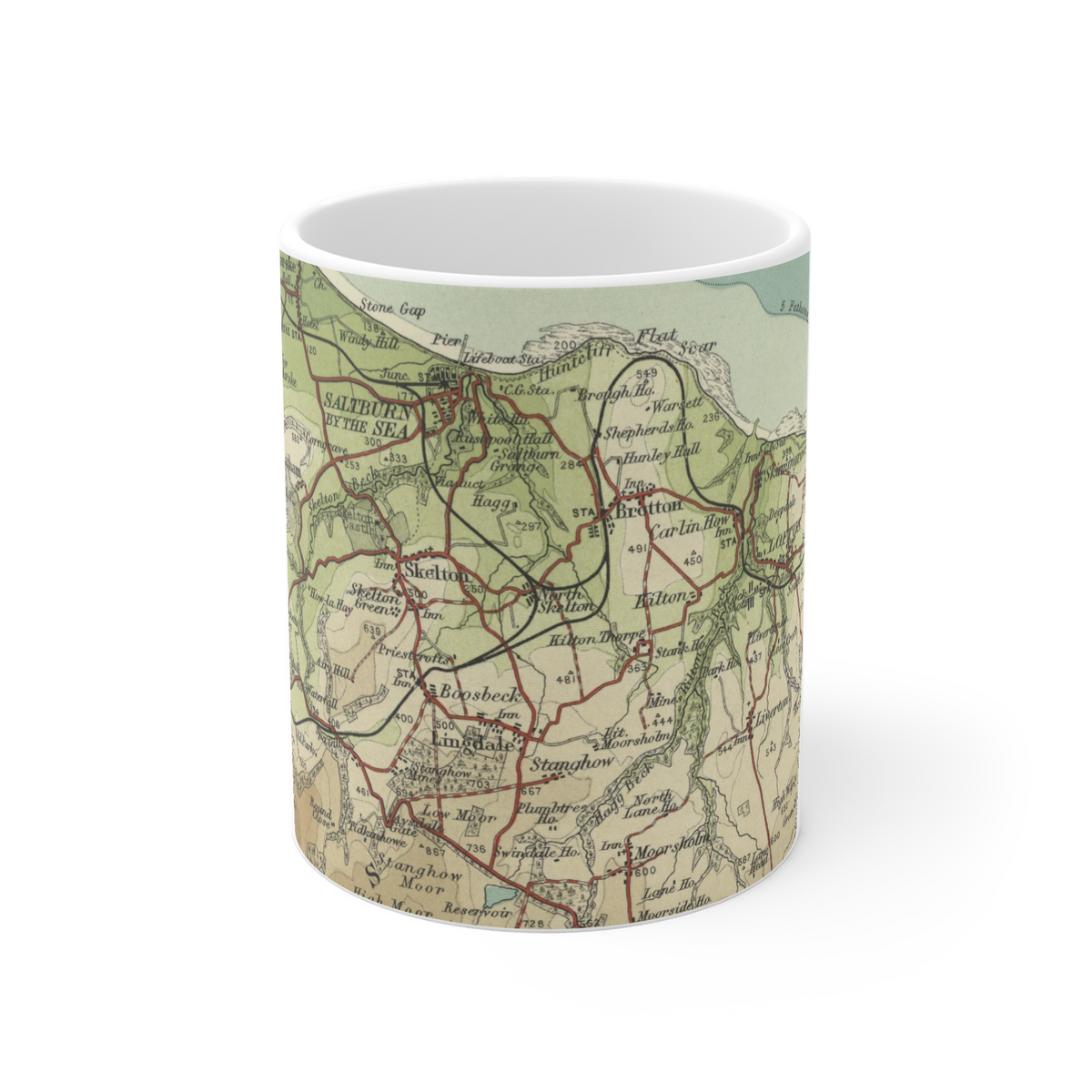 Saltburn-by-the-Sea historic map mug, Bartholomew Half-Inch, 1903 — product view 2