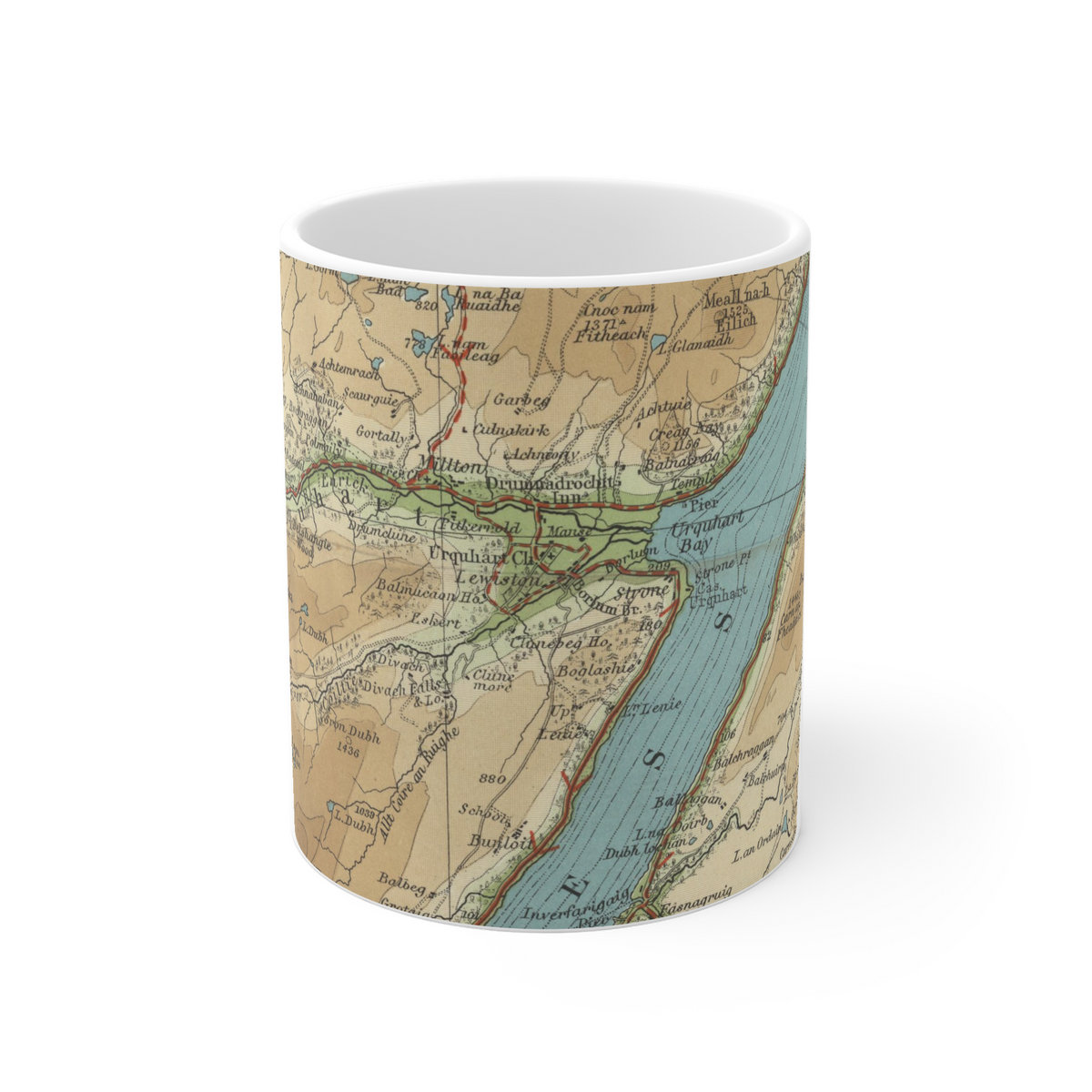 Loch Ness historic map mug, Bartholomew Half-Inch, 1902 — product view 2