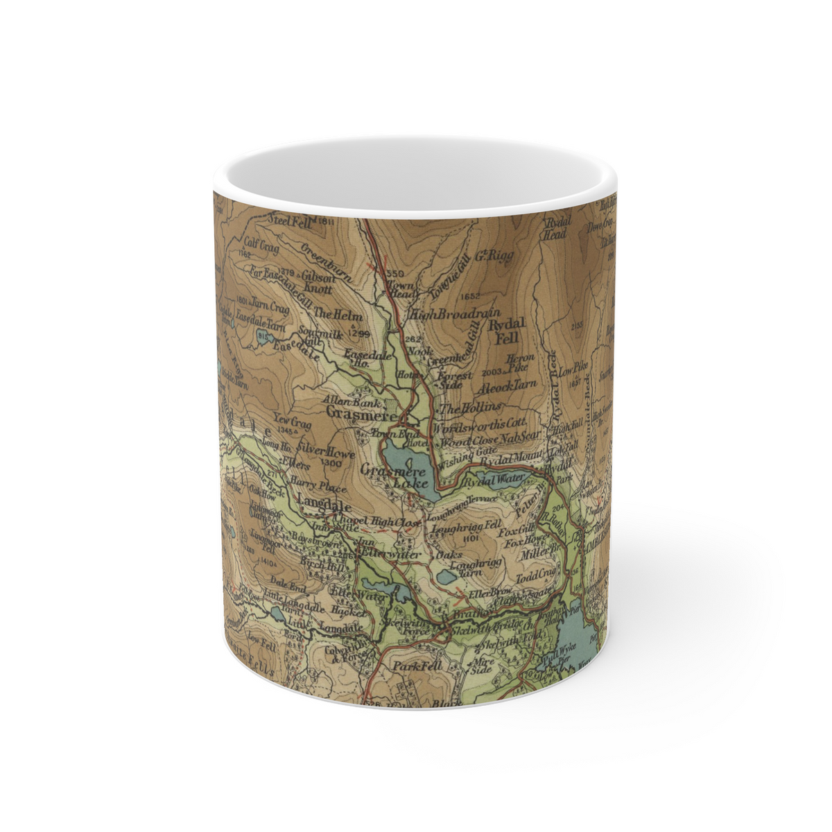 Grasmere historic map mug, Bartholomew Half-Inch, 1903 — product view 2