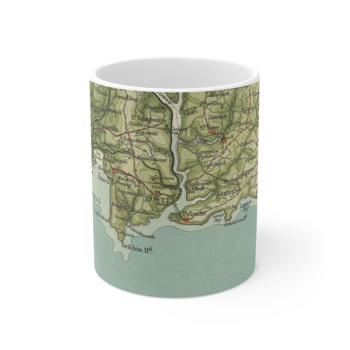 Fowey historic map mug, Bartholomew Half-Inch, 1903 — product view 2