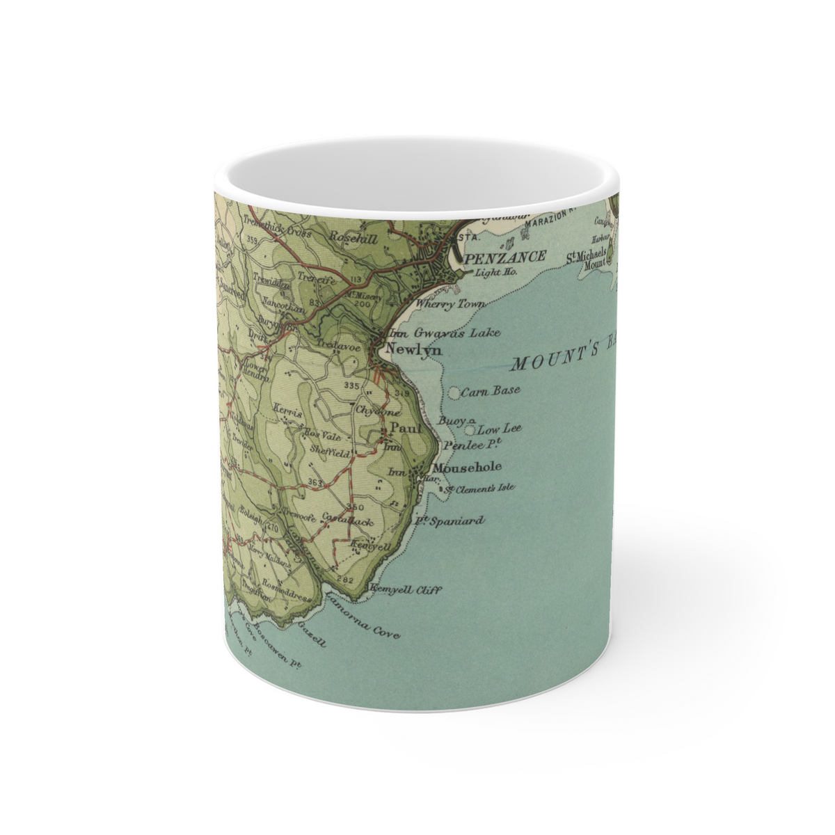 Mousehole historic map mug, Bartholomew Half-Inch, 1903 — product view 2