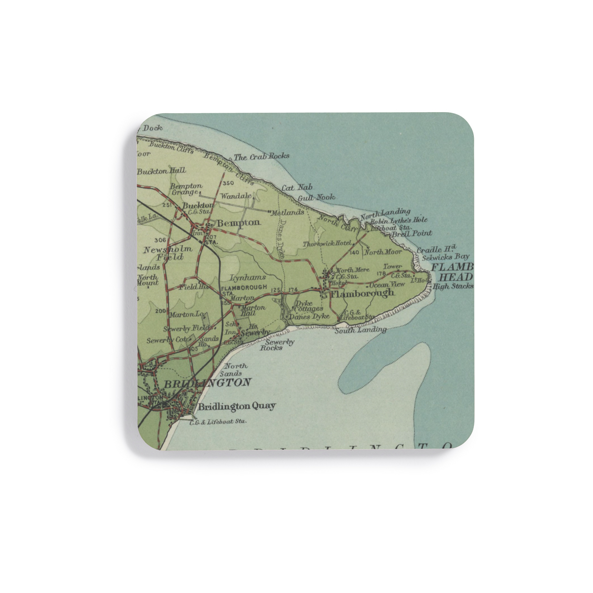 Flamborough historic map coaster, Bartholomew Half-Inch, 1903 — product view 2