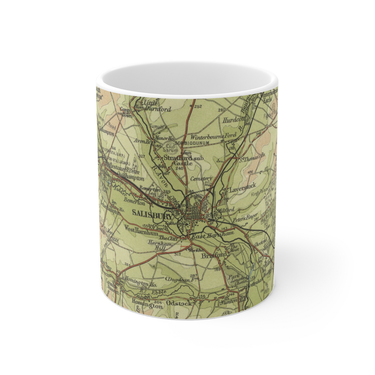 Salisbury historic map mug, Bartholomew Half-Inch, 1902 — product view 2