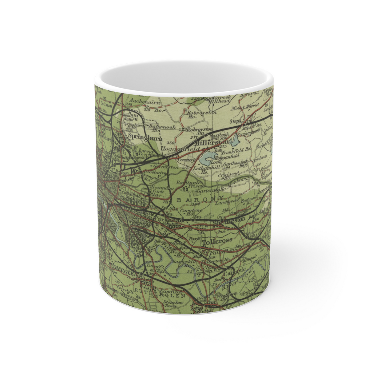 Glasgow historic map mug, Bartholomew Half-Inch, 1903 — product view 2