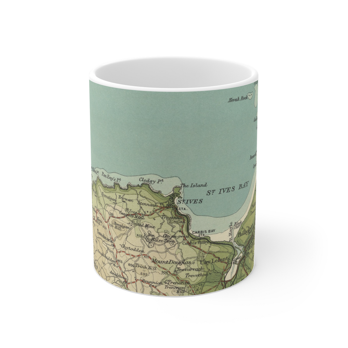 St Ives historic map mug, Bartholomew Half-Inch, 1903 — product view 2