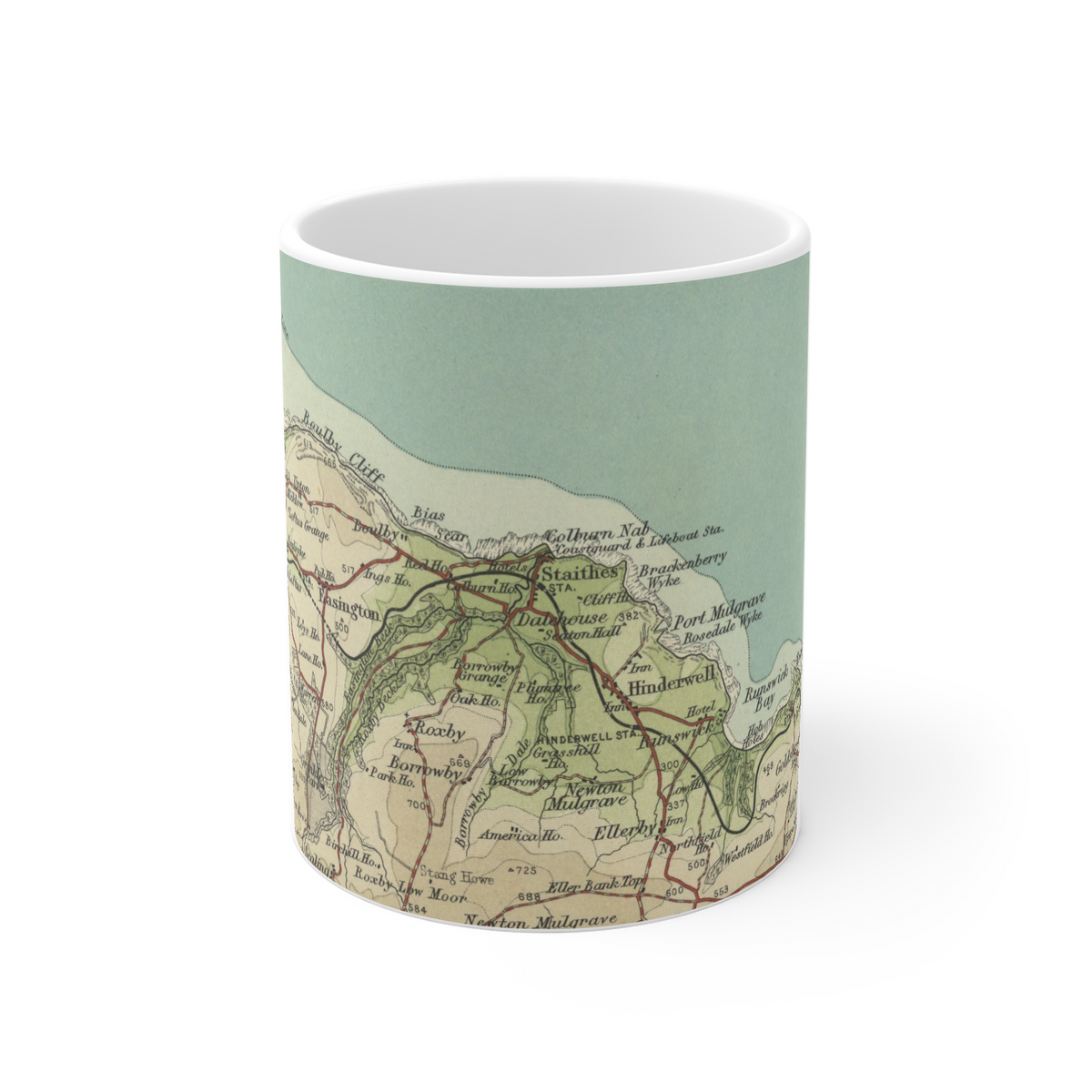 Staithes historic map mug, Bartholomew Half-Inch, 1903 — product view 2