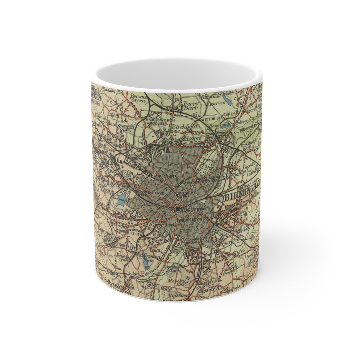 Birmingham historic map mug, Bartholomew Half-Inch, 1903 — product view 2