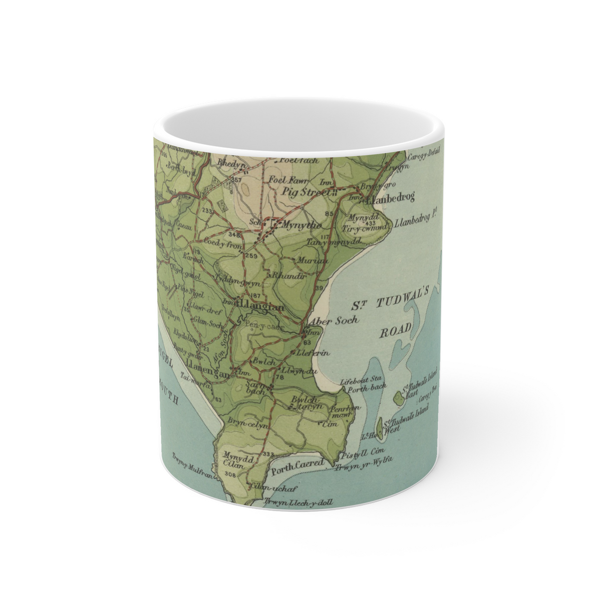 Abersoch historic map mug, Bartholomew Half-Inch, 1904 — product view 2