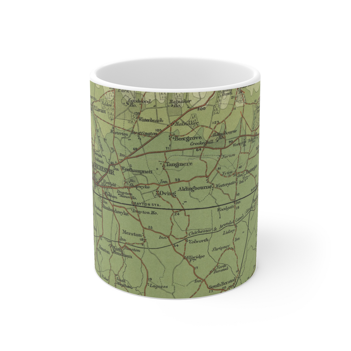 Chichester historic map mug, Bartholomew Half-Inch, 1902 — product view 2