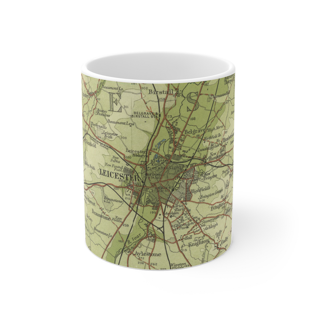 Leicester historic map mug, Bartholomew Half-Inch, 1903 — product view 2