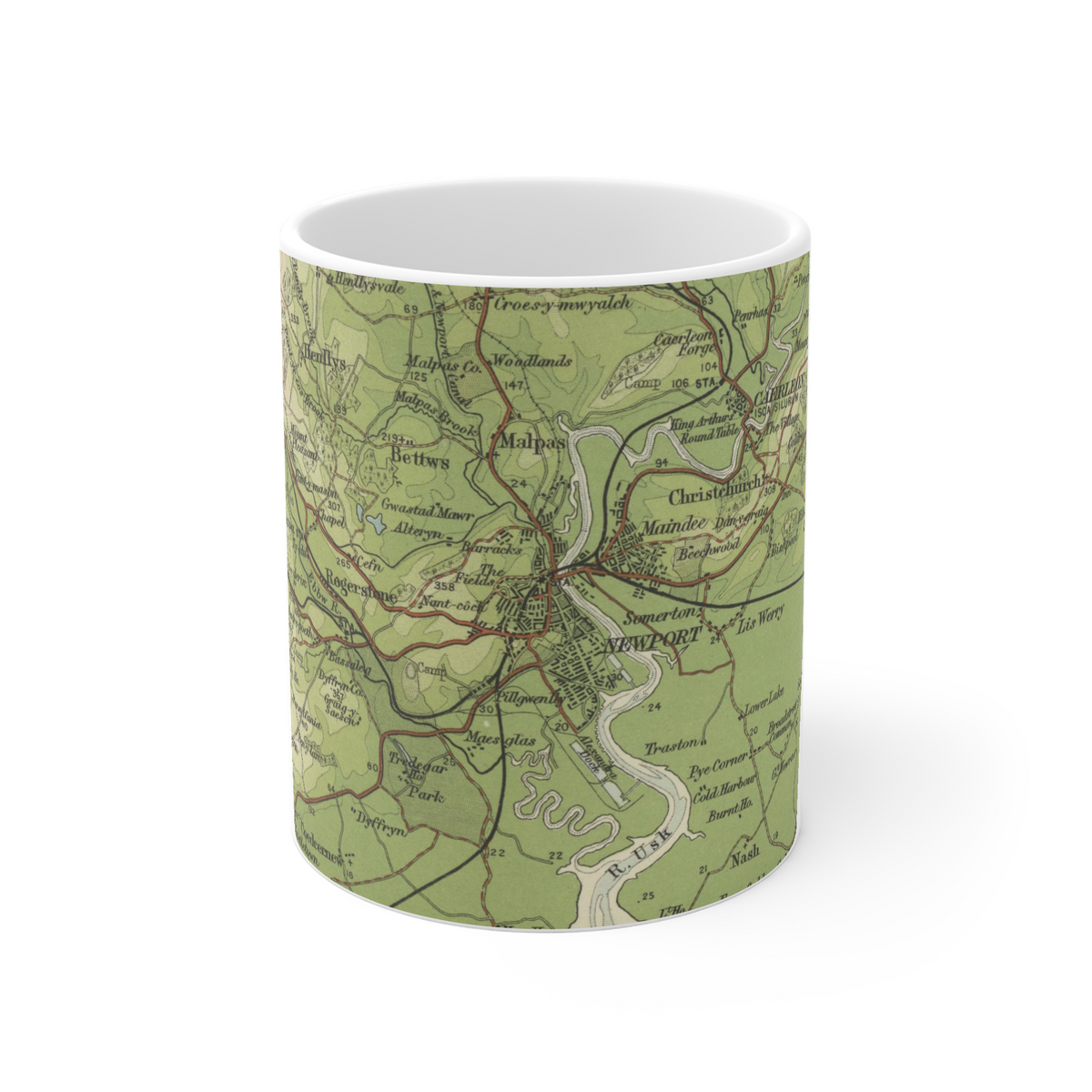Newport historic map mug, Bartholomew Half-Inch, 1904 — product view 2