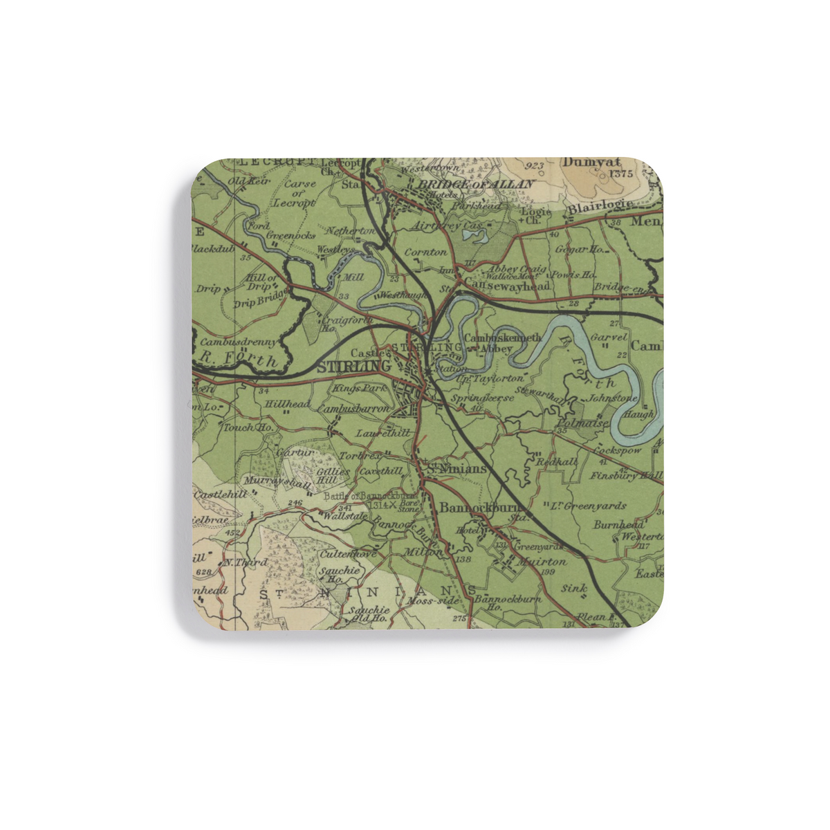 Stirling historic map coaster, Bartholomew Half-Inch, 1903 — product view 2