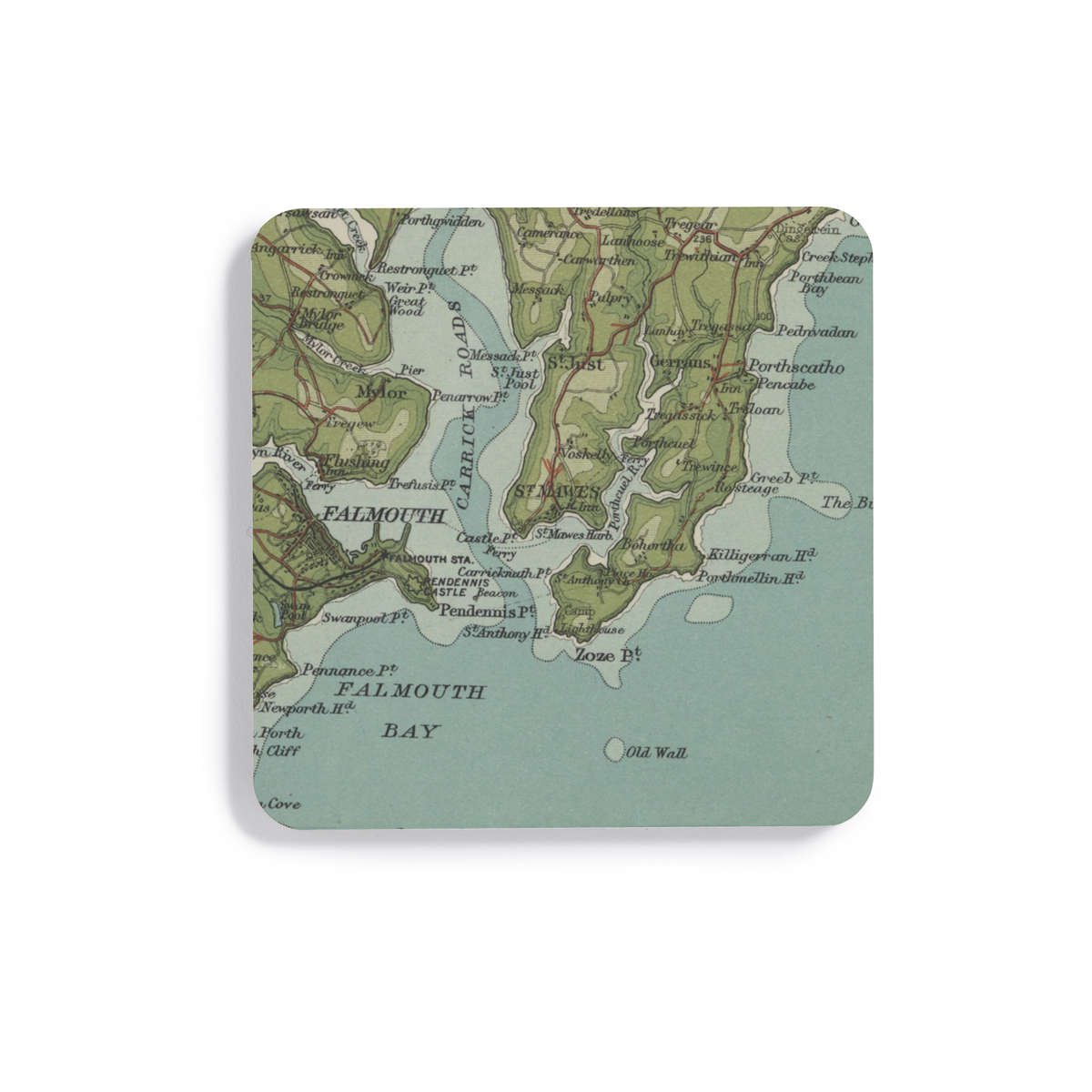 St Mawes historic map coaster, Bartholomew Half-Inch, 1903 — product view 2