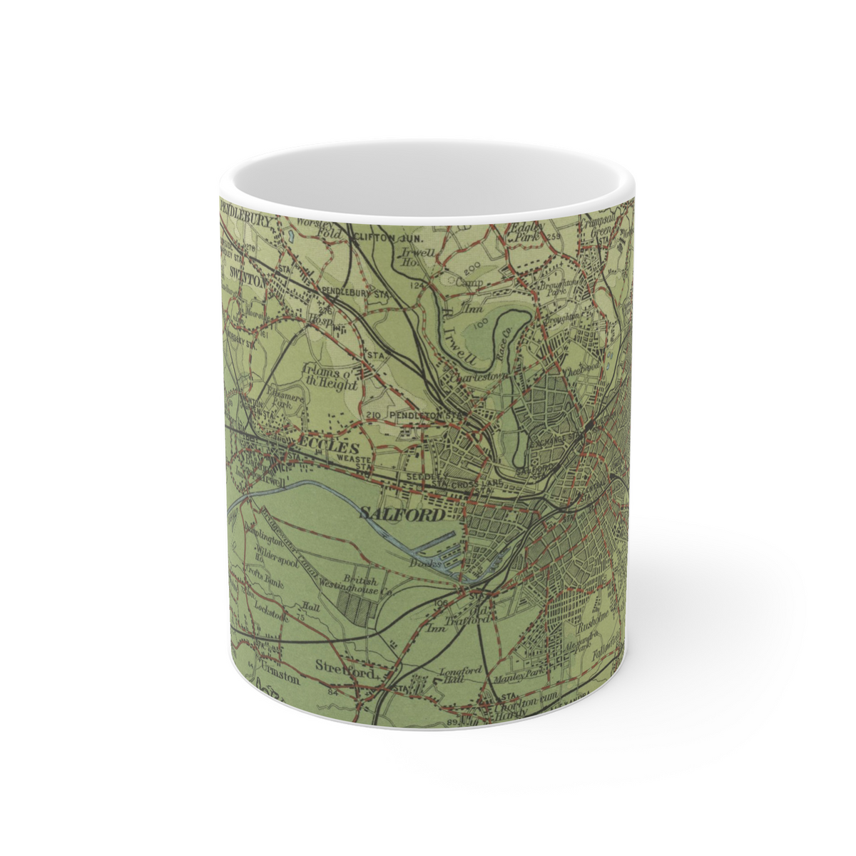 Salford historic map mug, Bartholomew Half-Inch, 1904 — product view 2
