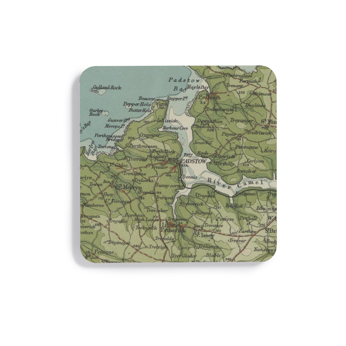 Padstow historic map coaster, Bartholomew Half-Inch, 1903 — product view 2