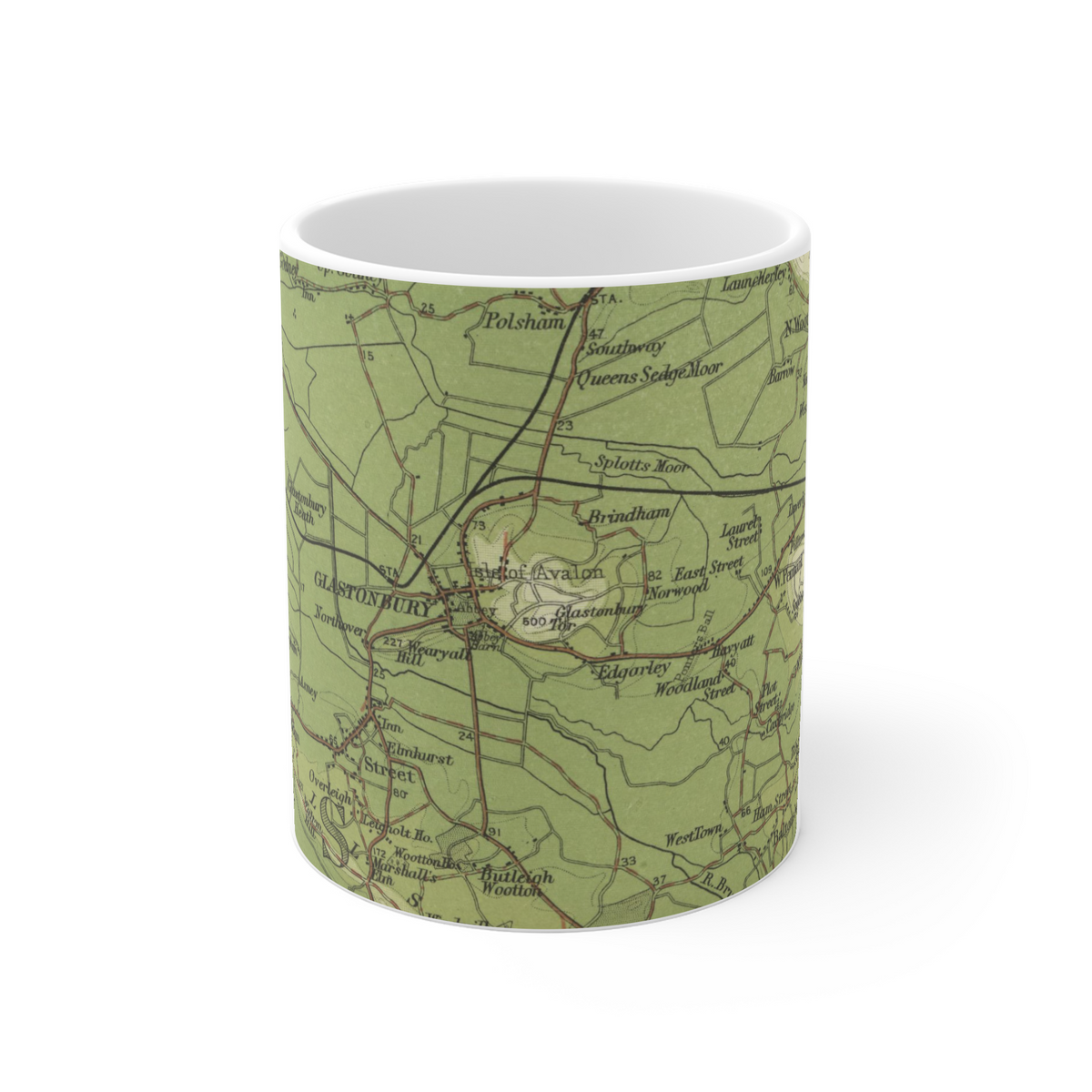 Glastonbury Tor historic map mug, Bartholomew Half-Inch, 1902 — product view 2