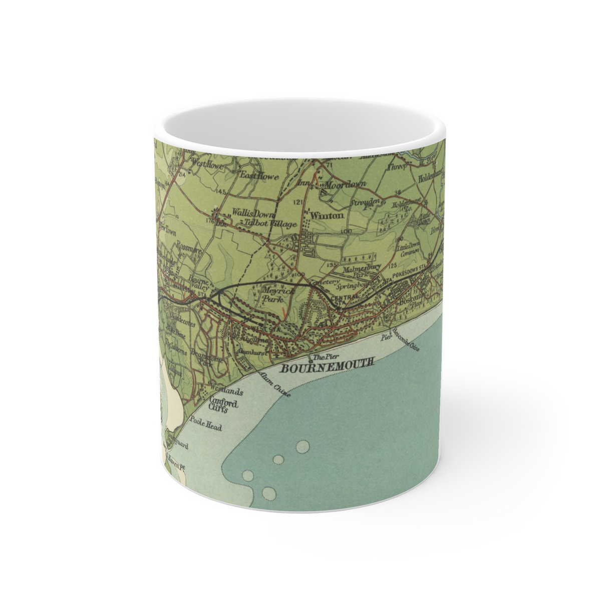 Bournemouth historic map mug, Bartholomew Half-Inch, 1902 — product view 2