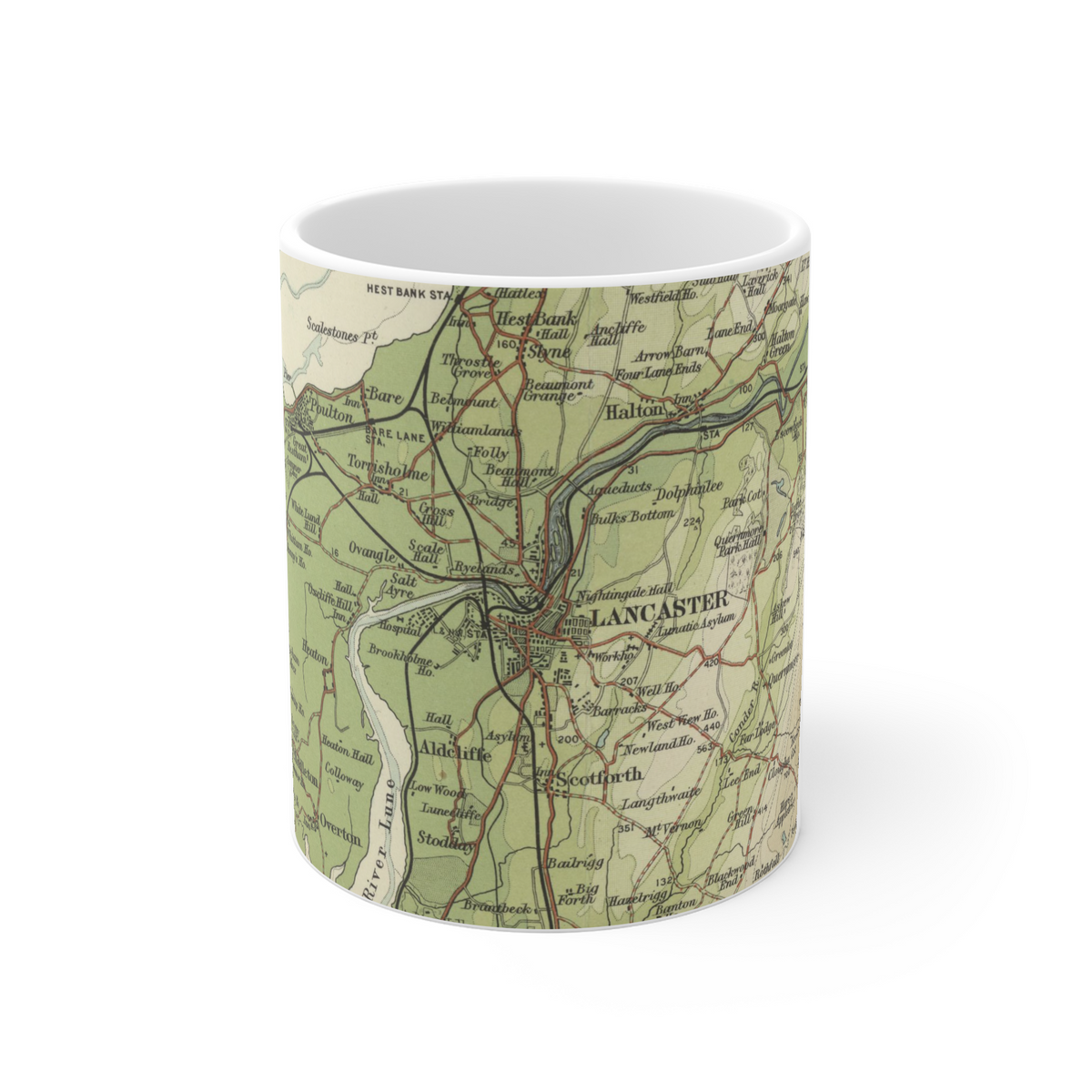 Lancaster historic map mug, Bartholomew Half-Inch, 1905 — product view 2