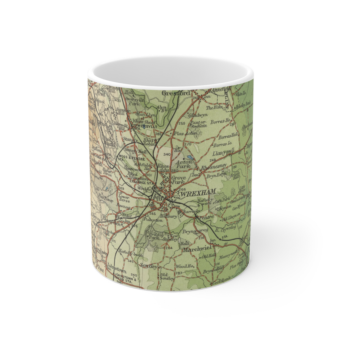 Wrexham historic map mug, Bartholomew Half-Inch, 1902 — product view 2