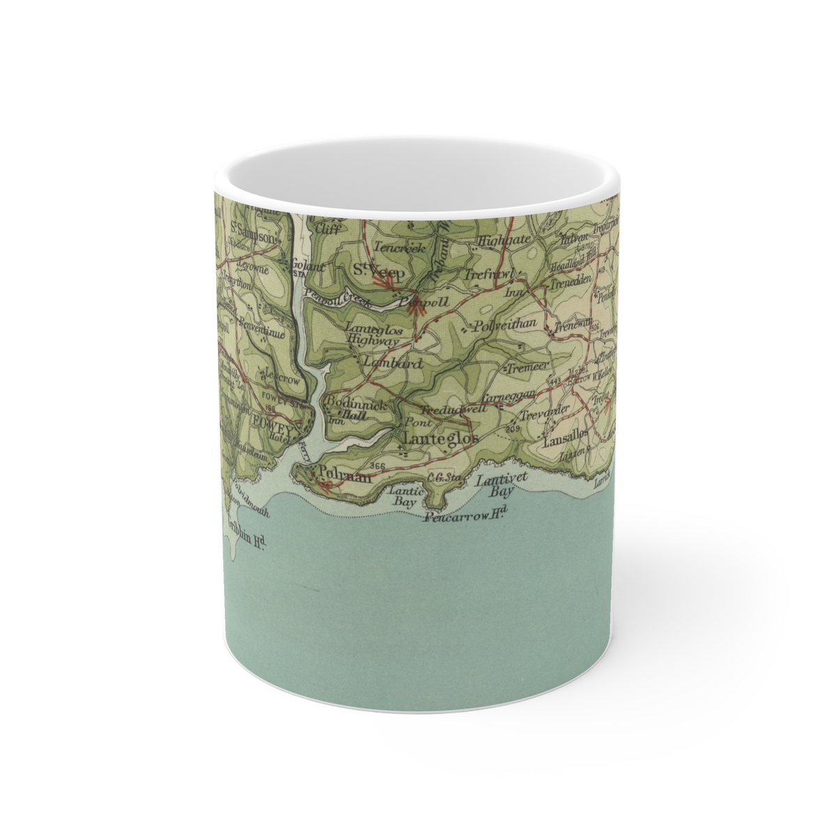 Polperro historic map mug, Bartholomew Half-Inch, 1903 — product view 2