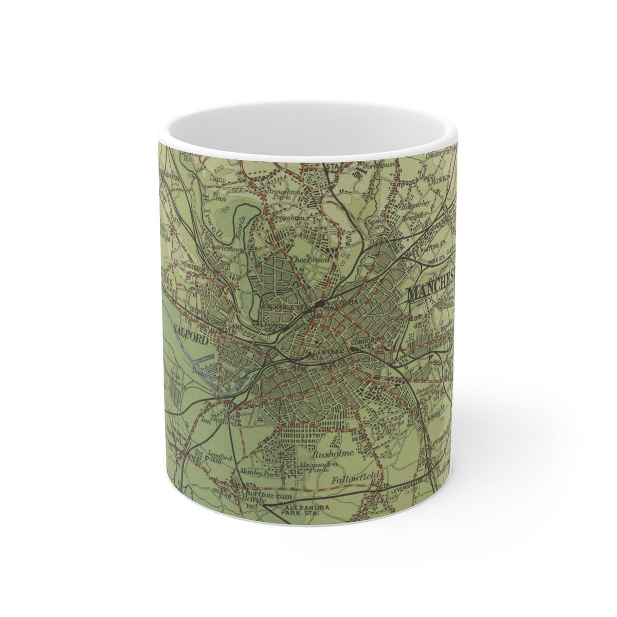 Manchester historic map mug, Bartholomew Half-Inch, 1904 — product view 2