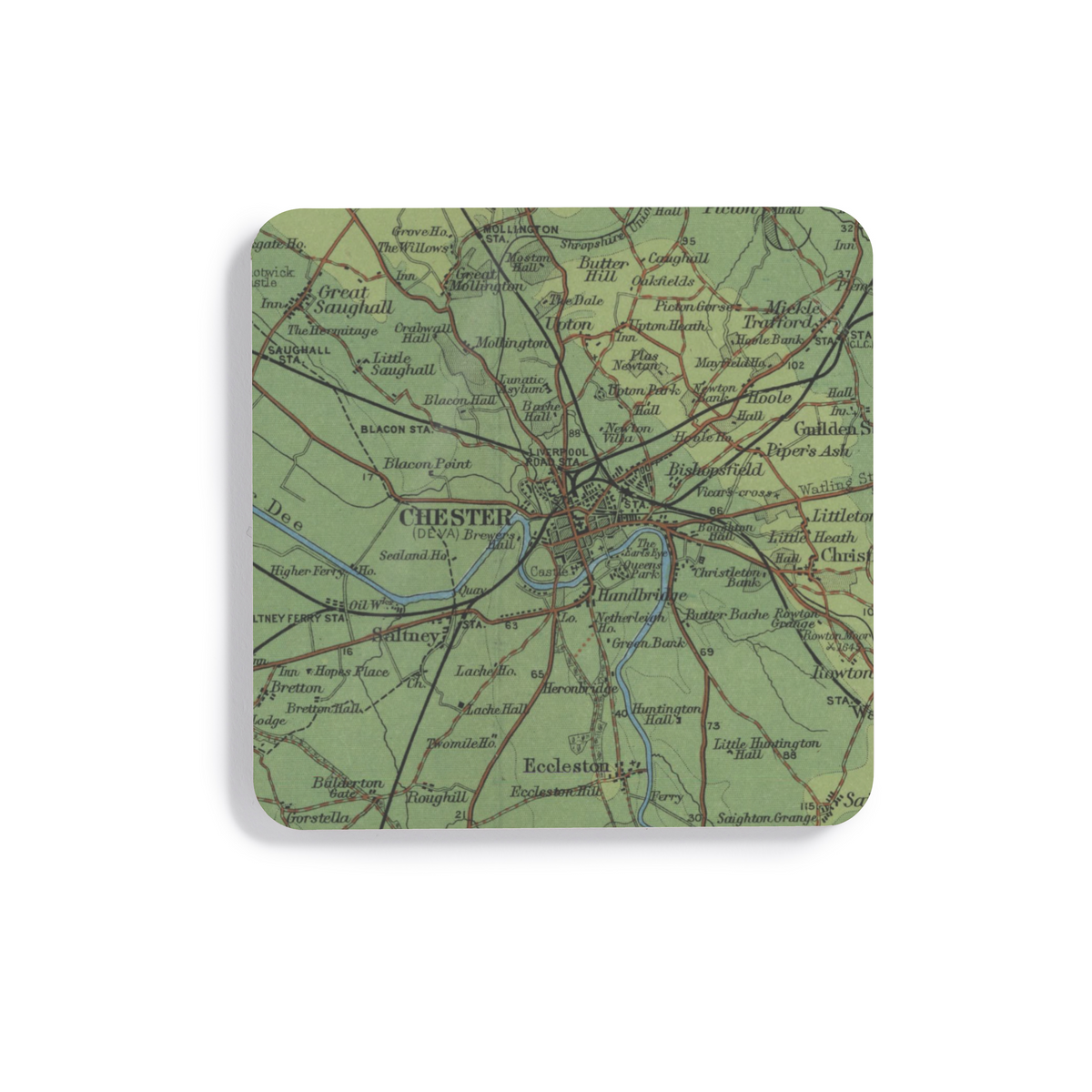 Chester historic map coaster, Bartholomew Half-Inch, 1902 — product view 2
