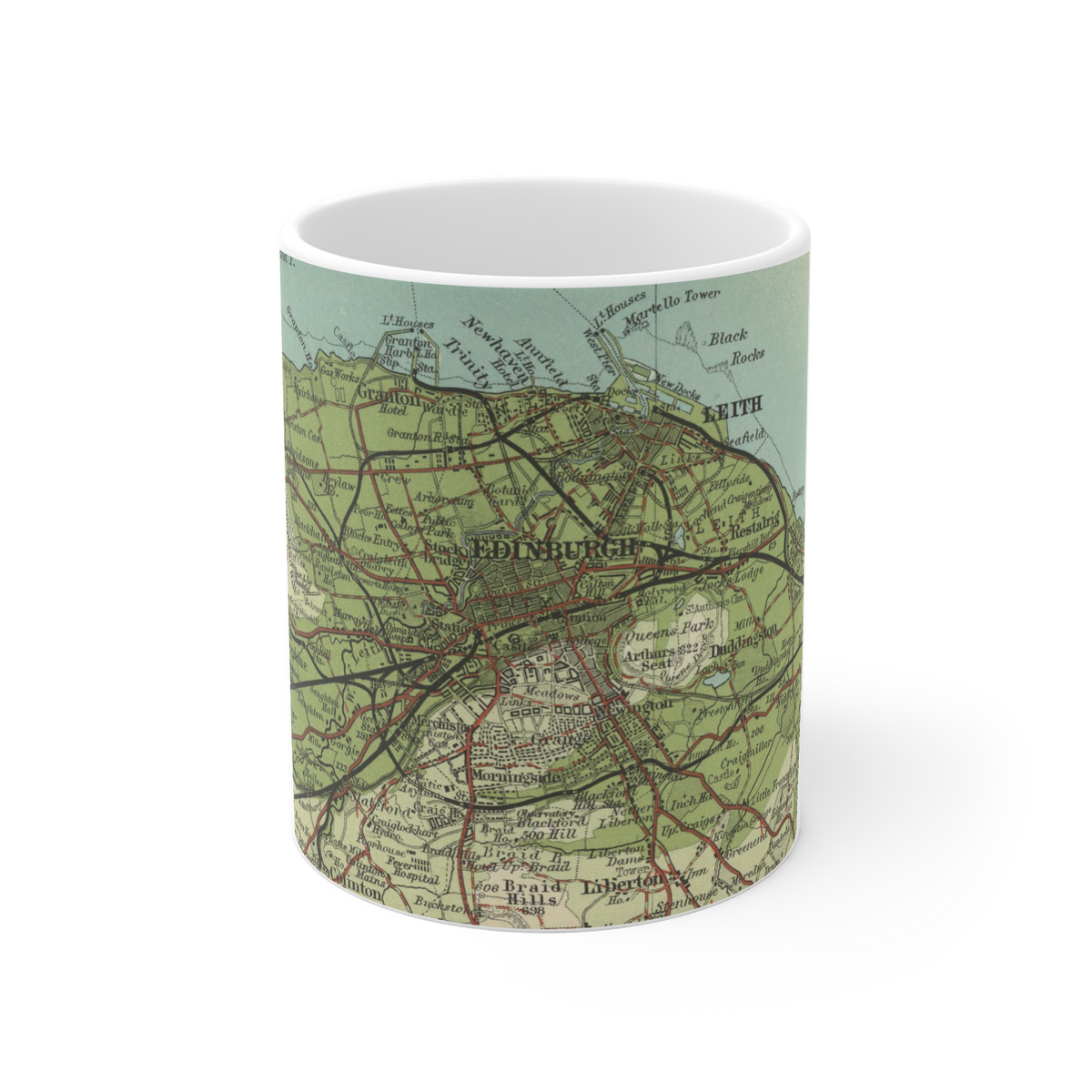 Edinburgh historic map mug, Bartholomew Half-Inch, 1903 — product view 2