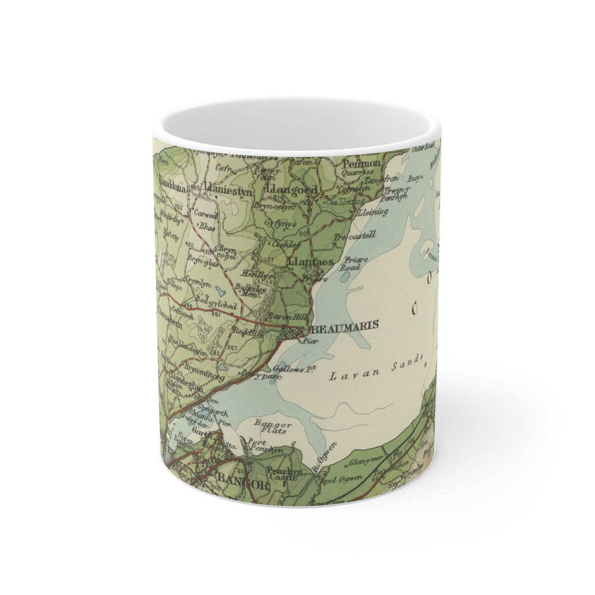 Beaumaris historic map mug, Bartholomew Half-Inch, 1904 — product view 2