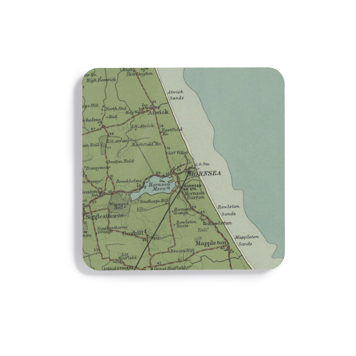 Hornsea historic map coaster, Bartholomew Half-Inch, 1903 — product view 2