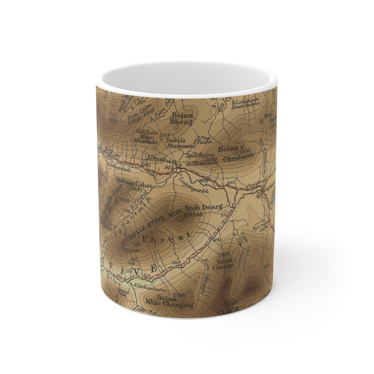 Buachaille Etive Mòr historic map mug, Bartholomew Half-Inch, 1903 — product view 2
