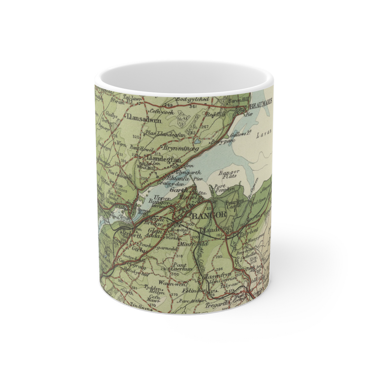 Bangor historic map mug, Bartholomew Half-Inch, 1904 — product view 2