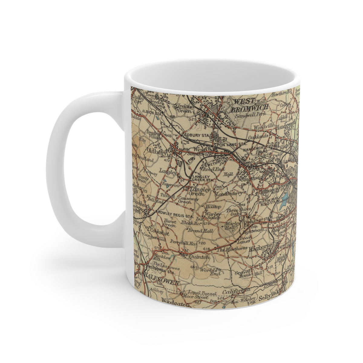 Birmingham historic map mug, Bartholomew Half-Inch, 1903 — product view 3