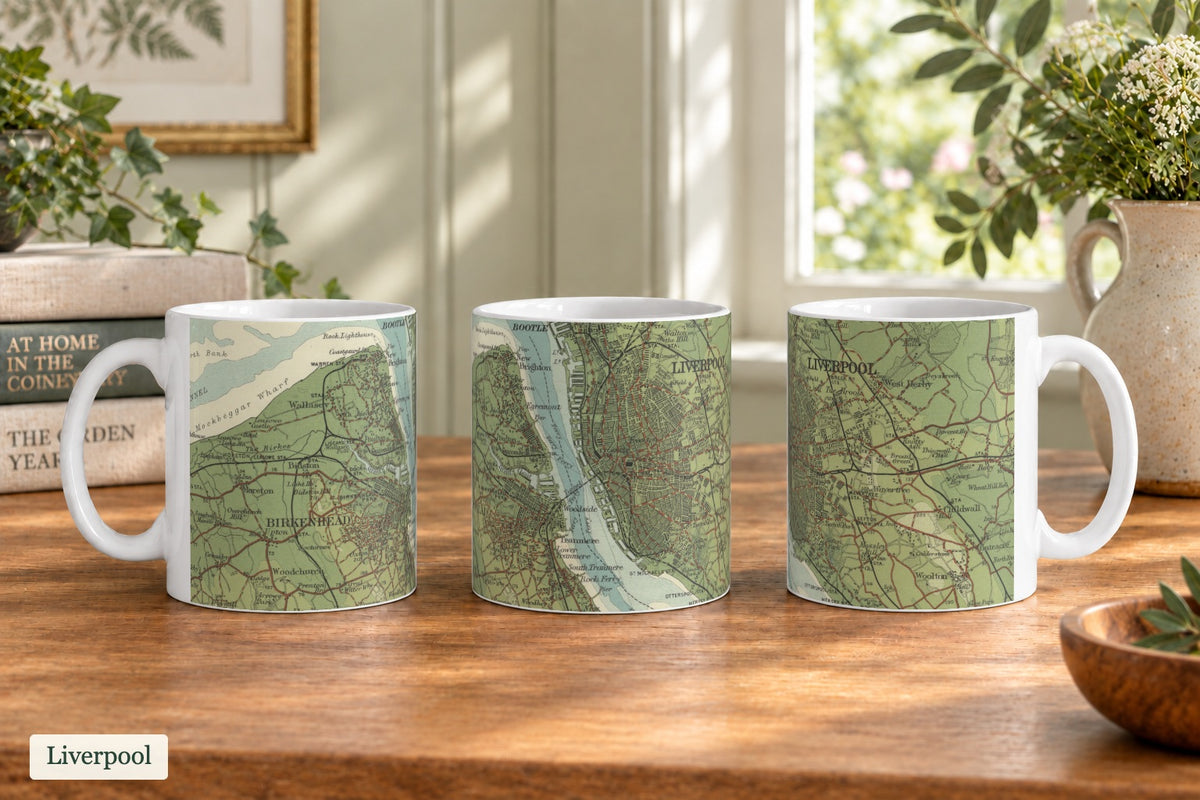 Liverpool historic map mug, Bartholomew Half-Inch, 1904 — product view 3