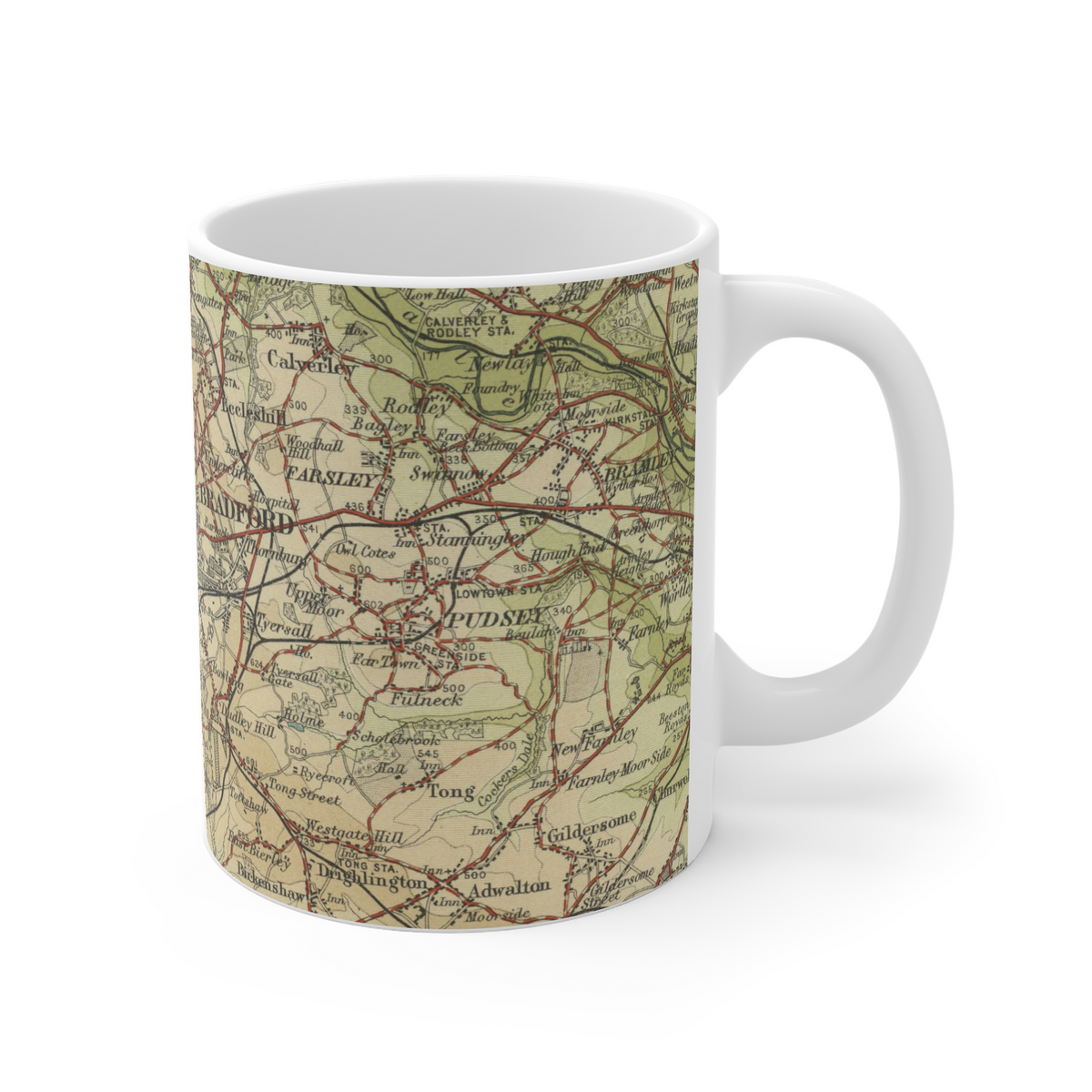 Bradford historic map mug, Bartholomew Half-Inch, 1906 — product view 3
