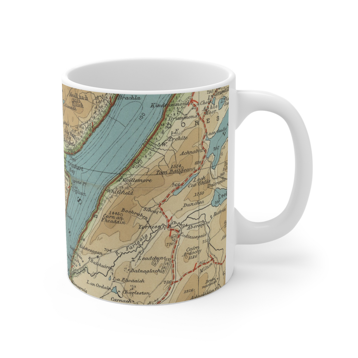 Loch Ness historic map mug, Bartholomew Half-Inch, 1902 — product view 3